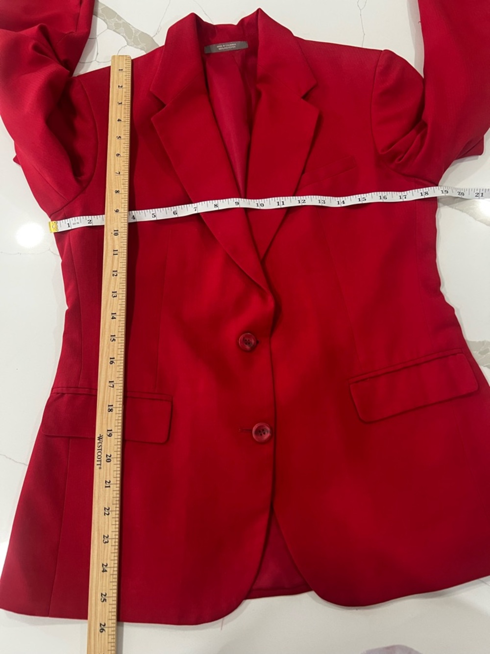 Linden Grey Tomato Red Tailored Blazer Women M Structured Chic - Picture 12 of 16